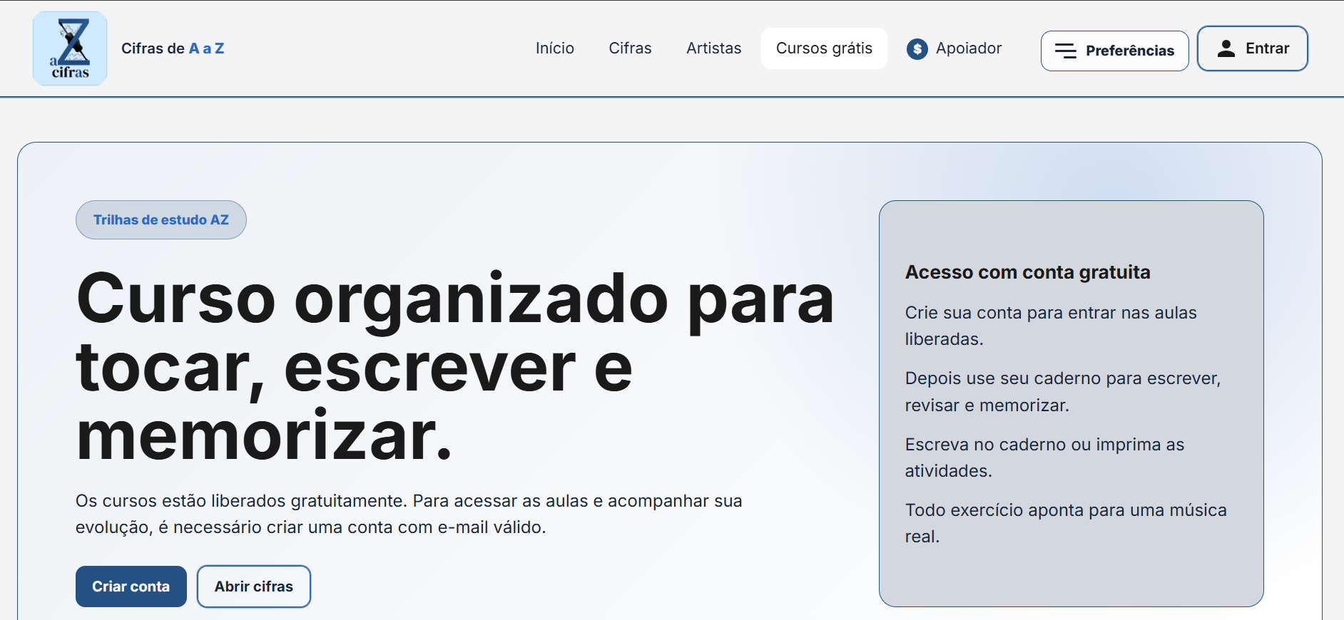 Tela do AZcifras