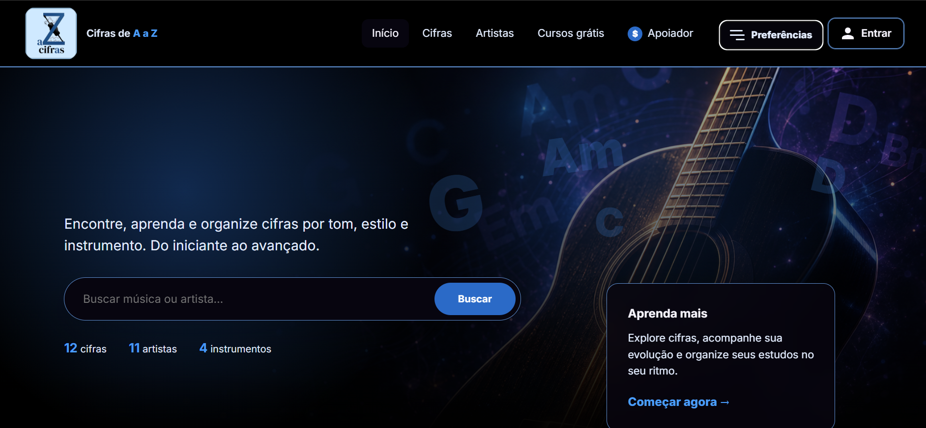Tela do AZcifras